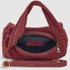 Italian Genuine Suede Top-Handle Bag for Women with Zipper Magnetic Flap & Twisted Handle | Crossbody Shoulder Purse(Burgundy)