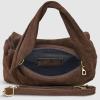 Italian Genuine Suede Top-Handle Bag for Women with Zipper Magnetic Flap & Twisted Handle | Crossbody Shoulder Purse(Chocolate)