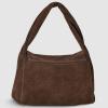 Italian Genuine Suede Top-Handle Bag for Women with Zipper Magnetic Flap & Twisted Handle | Crossbody Shoulder Purse(Chocolate)