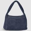 Italian Genuine Suede Top-Handle Bag for Women with Zipper Magnetic Flap & Twisted Handle | Crossbody Shoulder Purse(Dark Blue)