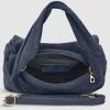 Italian Genuine Suede Top-Handle Bag for Women with Zipper Magnetic Flap & Twisted Handle | Crossbody Shoulder Purse(Dark Blue)