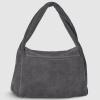 Italian Genuine Suede Top-Handle Bag for Women with Zipper Magnetic Flap & Twisted Handle | Crossbody Shoulder Purse(Pewter)