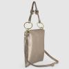 Italian Metallic Calf Leather Shoulder Bag for Women | Rectangular Handbag with Zipper Top Handle & Crossbody Strap(Metallic Bronze)
