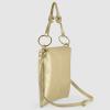 Italian Metallic Calf Leather Shoulder Bag for Women | Rectangular Handbag with Zipper Top Handle & Crossbody Strap(Metallic Gold)