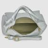 Italian Metallic Calf Leather Top-Handle Bag for Women with Zipper Flap & Twisted Handle | Crossbody Shoulder Purse(Silver)