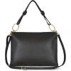 Italian Calf Leather Shoulder Bag for Women | Rectangular Handbag Purse with Zipper, Top-Handle & Crossbody Strap(Black)