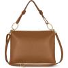 Italian Calf Leather Shoulder Bag for Women | Rectangular Handbag Purse with Zipper, Top-Handle & Crossbody Strap(Brown)