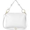 Italian Calf Leather Shoulder Bag for Women | Rectangular Handbag Purse with Zipper, Top-Handle & Crossbody Strap(White)