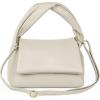 Italian Calf Leather Top-Handle Bag for Women with Zipper Magnetic Flap & Twisted Handle | Crossbody Shoulder Purse(Beige)