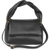 Italian Calf Leather Top-Handle Bag for Women with Zipper Magnetic Flap & Twisted Handle | Crossbody Shoulder Purse(Black)