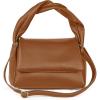 Italian Calf Leather Top-Handle Bag for Women with Zipper Magnetic Flap & Twisted Handle | Crossbody Shoulder Purse(Brown)