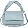 Italian Calf Leather Top-Handle Bag for Women with Zipper Magnetic Flap & Twisted Handle | Crossbody Shoulder Purse(Light Blue)