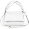 Italian Calf Leather Top-Handle Bag for Women with Zipper Magnetic Flap & Twisted Handle | Crossbody Shoulder Purse(White)