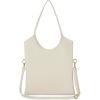 Italian Calf Leather Tote Bag for Women with Zipper & Adjustable Strap | Medium Pebbled Soft Shoulder Handbag(Beige)
