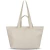 Italian Calf Leather Tote Bag for Women with Zipper & Double Straps | Large Soft Laptop Shoulder Handbag for Work(Beige)