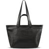 Italian Calf Leather Tote Bag for Women with Zipper & Double Straps | Large Soft Laptop Shoulder Handbag for Work(Black)