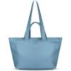 Italian Calf Leather Tote Bag for Women with Zipper & Double Straps | Large Soft Laptop Shoulder Handbag for Work(Denim)