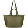 Italian Calf Leather Tote Bag for Women with Zipper & Double Straps | Large Soft Laptop Shoulder Handbag for Work(Olive)