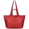 Italian Calf Leather Tote Bag for Women with Zipper & Double Straps | Large Soft Laptop Shoulder Handbag for Work(Red)