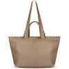 Italian Calf Leather Tote Bag for Women with Zipper & Double Straps | Large Soft Laptop Shoulder Handbag for Work(Taupe)