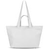 Italian Calf Leather Tote Bag for Women with Zipper & Double Straps | Large Soft Laptop Shoulder Handbag for Work(White)