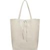 Italian Calf Leather Tote for Women with Zipper, Inner Pocket & Flat Base | Soft Unlined Shopper for Work & Travel(Beige)