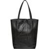 Italian Calf Leather Tote for Women with Zipper, Inner Pocket & Flat Base | Soft Unlined Shopper for Work & Travel(Black)