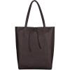 Italian Calf Leather Tote for Women with Zipper, Inner Pocket & Flat Base | Soft Unlined Shopper for Work & Travel(Chocolate)