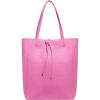 Italian Calf Leather Tote for Women with Zipper, Inner Pocket & Flat Base | Soft Unlined Shopper for Work & Travel(Pink)