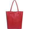 Italian Calf Leather Tote for Women with Zipper, Inner Pocket & Flat Base | Soft Unlined Shopper for Work & Travel(Red)