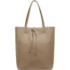 Italian Calf Leather Tote for Women with Zipper, Inner Pocket & Flat Base | Soft Unlined Shopper for Work & Travel(Taupe)