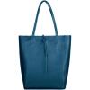 Italian Calf Leather Tote for Women with Zipper, Inner Pocket & Flat Base | Soft Unlined Shopper for Work & Travel(Teal)