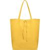 Italian Calf Leather Tote for Women with Zipper, Inner Pocket & Flat Base | Soft Unlined Shopper for Work & Travel(Yellow)