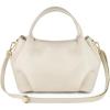 Italian Calfskin Top-Handle Bag for Women with Zipper & Detachable Strap | Small Shoulder Handbag Crossbody Purse(Beige)