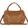 Italian Calfskin Top-Handle Bag for Women with Zipper & Detachable Strap | Small Shoulder Handbag Crossbody Purse(Brown)