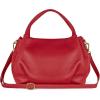 Italian Calfskin Top-Handle Bag for Women with Zipper & Detachable Strap | Small Shoulder Handbag Crossbody Purse(Red)