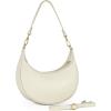 Italian Genuine Leather Shoulder Bag for Women, Crescent Saddle Style with Short & Long Straps | Soft Leather Purse(Beige)