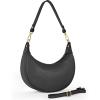 Italian Genuine Leather Shoulder Bag for Women, Crescent Saddle Style with Short & Long Straps | Soft Leather Purse(Black)