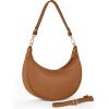 Italian Genuine Leather Shoulder Bag for Women, Crescent Saddle Style with Short & Long Straps | Soft Leather Purse(Brown)