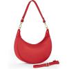 Italian Genuine Leather Shoulder Bag for Women, Crescent Saddle Style with Short & Long Straps | Soft Leather Purse(Red)