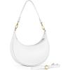 Italian Genuine Leather Shoulder Bag for Women, Crescent Saddle Style with Short & Long Straps | Soft Leather Purse(White)