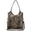 Italian Genuine Metallic Suede Tote Bag for Women with Leopard Print & Zipper | Soft Vertical Medium Leather Purse(Bronze)