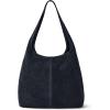 Italian Genuine Suede Hobo Bag for Women with Zipper and Single Strap | Large Soft Slouchy Shoulder Handbag Purse(Dark Blue)