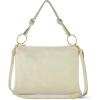 Italian Genuine Suede Shoulder Bag for Women | Rectangular Slim Handbag with Zipper, Top Handle & Crossbody Strap(Beige)