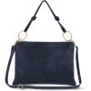 Italian Genuine Suede Shoulder Bag for Women | Rectangular Slim Handbag with Zipper, Top Handle & Crossbody Strap(Dark Blue)