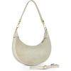 Italian Genuine Suede Shoulder Bag for Women, Crescent Saddle Style with Short & Long Straps | Mixed Leather Purse(Beige)