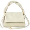 Italian Genuine Suede Top-Handle Bag for Women with Zipper Magnetic Flap & Twisted Handle | Crossbody Shoulder Purse(Beige)