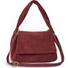 Italian Genuine Suede Top-Handle Bag for Women with Zipper Magnetic Flap & Twisted Handle | Crossbody Shoulder Purse(Burgundy)