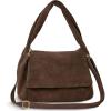 Italian Genuine Suede Top-Handle Bag for Women with Zipper Magnetic Flap & Twisted Handle | Crossbody Shoulder Purse(Chocolate)