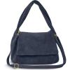 Italian Genuine Suede Top-Handle Bag for Women with Zipper Magnetic Flap & Twisted Handle | Crossbody Shoulder Purse(Dark Blue)